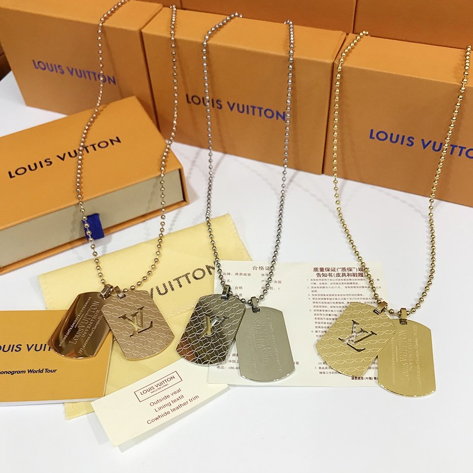 Louis Vuitton Dog Tag Necklace, with box ⋆ ALIFINDS.NET